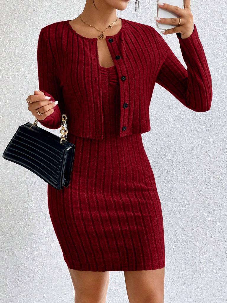 Women's French Y2K Fashion Set Spring Summer New Arrivals Slim Fit Jacket Dress Two Piece Set