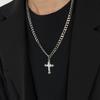 Colorless Cuban Necklace, Stainless Steel Cross Pendant, Men's and Women's High-end Sense, Niche Collarbone Sweater, Chain Jewelry.