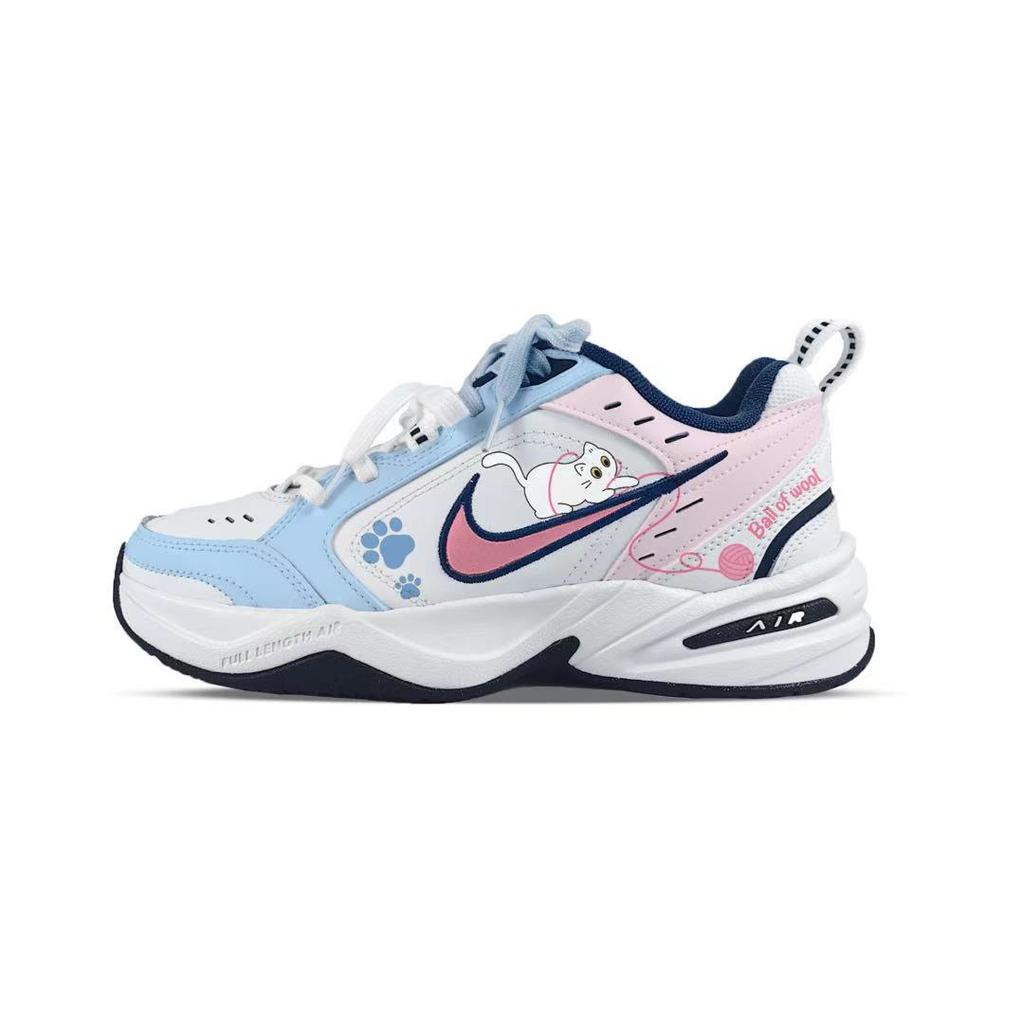 Nike Air Monarch 4 Abrasion Resistant Breathable Low Top Chunky Sneakers Unisex Blue Pink 415445-102(team183-)