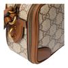 Gucci GG Emblem Logo Print Adjustable Shoulder Strap Fabric Mini Shoulder Bag Men Shoulder Bag Beige Dark-Brown 821217-FAED3-9786