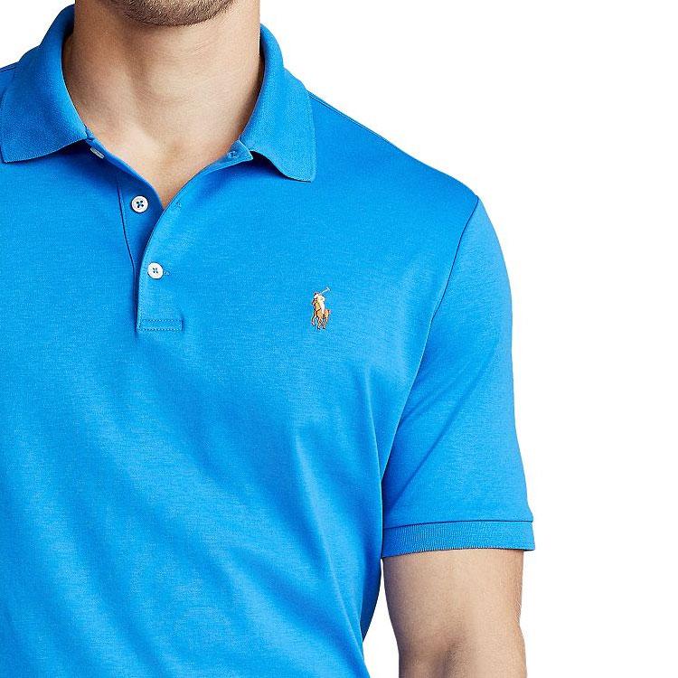 Polo Ralph Lauren Tinta Unita Logo Ricamato Pullover Vestibilità Dritta Manica Corta Polo Uomo top Blu 710660606-063