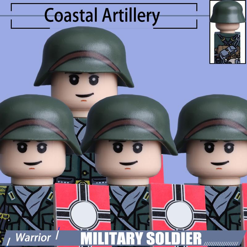 WW2 Naval Shore Troops Soldier Figure Building Blocks Army Officer Warrior Cap Helmet Flag Accessories Military Bricks Toys Boys