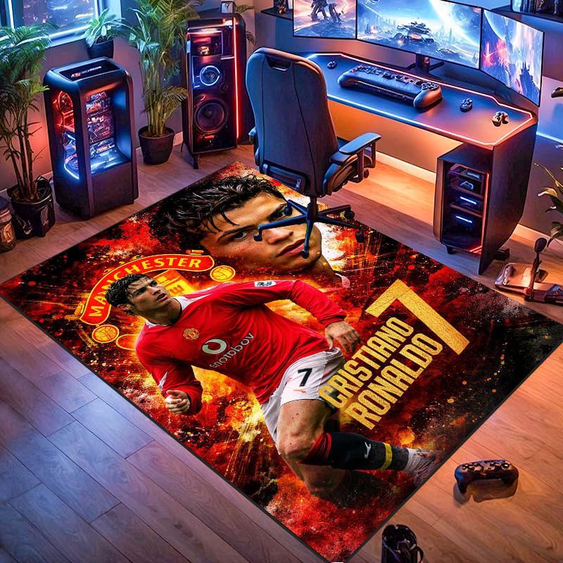Cristiano Ronaldo Manchester United No.7 Football Print Area Rug Non Slip Floor Carpet Home Decor