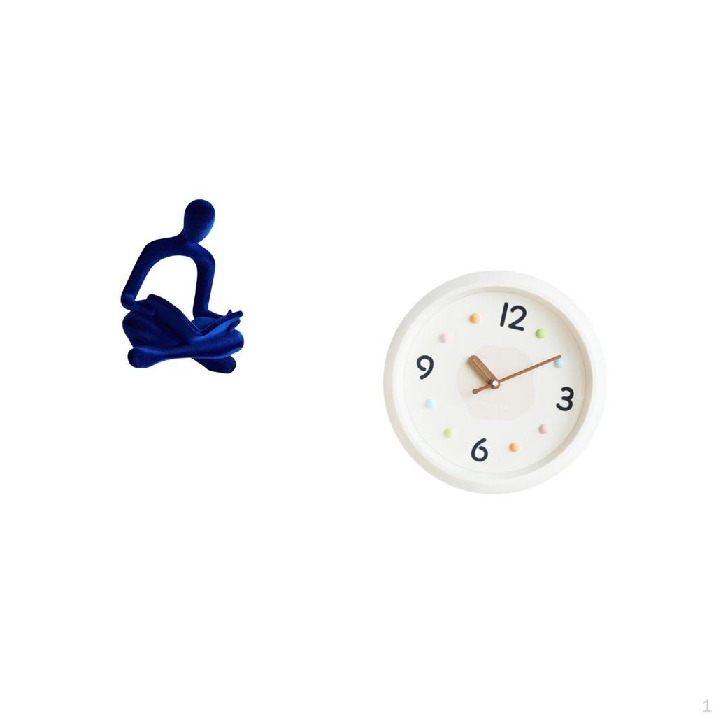 Abstract Thinker Figurine Sculpture Modern Wall Clock Quiet Numerals Decorative Ornament for Office