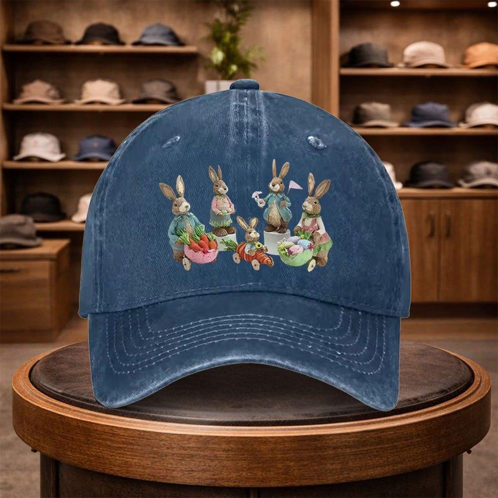Unisexs Vintage Wooden Rabbit Baseball Cap Outdoor Fashion Adjustable Casual Hat Urban Style Lightweight Fashion Cap AllSeas
