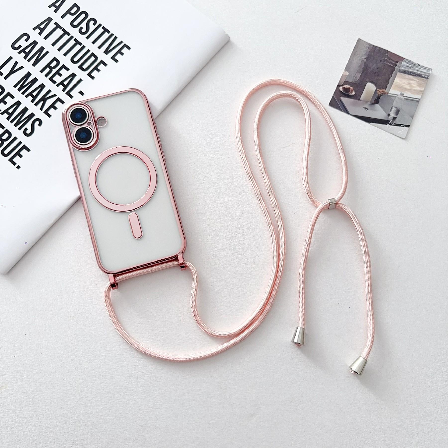 

Чохол для iPhone 17, сумісний з MagSafe, гальванізований ТПУ чохол для телефону з довгим ремінцем