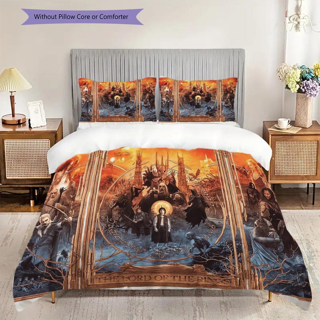 Medieval Fantasy Adventure Bedding (1 * Duvet Cover + 2 * Pillowcase, Without Core) 2D Flat Bedding Set Duvet Cover and Pillowcase