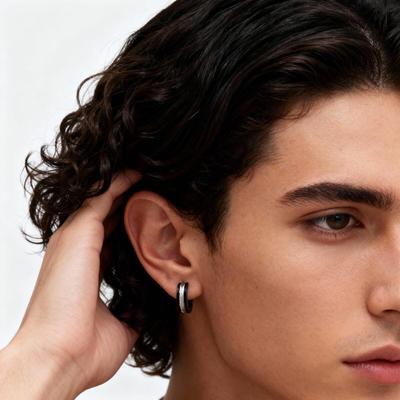 New 3pcs Men's Huggies Hoop Earrings,Anti Allergy Stainless Steel Silver Gold Black Metal Earrings,Simple Hip Pop Jewely Gift