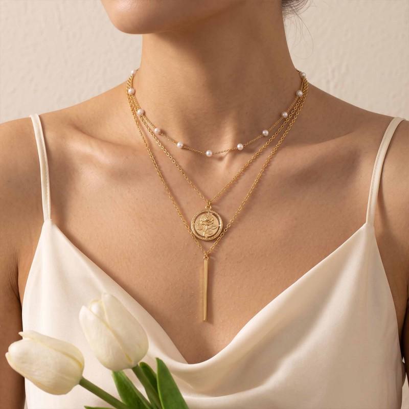 Elegant Three-Layer Stackable Necklace - Niche Design & Versatile Clavicle Chain