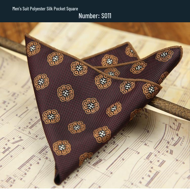 Men's Coffee Floral Pocket Square - Tuxedo Accessory with Small Pattern