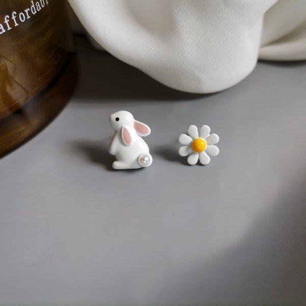 

Korean Style Flower Cute Animal Asymmetric Dangle Earrings for Women Girls Sweet Temperament Tassel Earrings Party Jewelry Gift