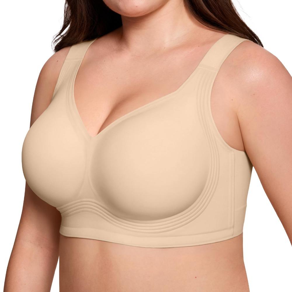 Women Soft Support Wireless Bra, Seamless Thin Style Jelly Bra Push Up Comfortable Brassiere for Large Bust
