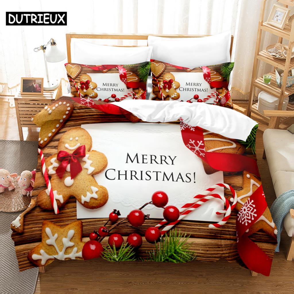 Christmas Quilt Cover Set King Size Duvet Cover Bedding Set 3Pcs 2Pcs 220X240 For Single Double Bed Full Twin 200X200 Bed Thin