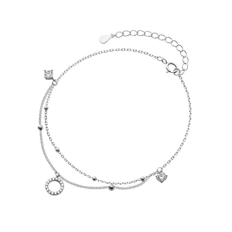 Fashion Jewelry 925 Sterling Silver Double Chain Anklet Jewelry for Women 18K Gold Plated Silver Foot Chain Jewelry