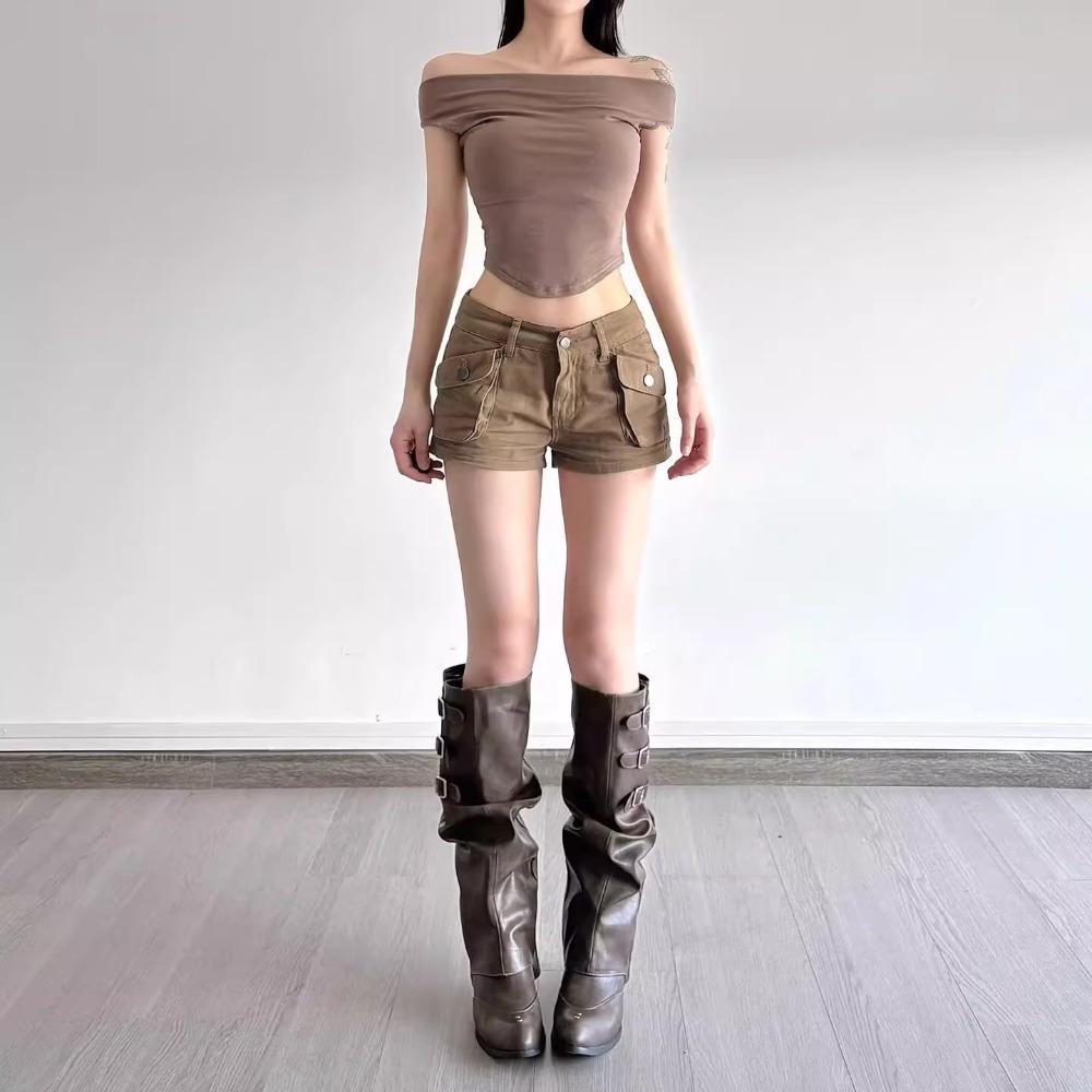 Women's Low Waist Cargo Denim Shorts Y2K Vintage Multi Pocket Slim Fit Hot Shorts For Street Casual Daily Clubwear Outfits