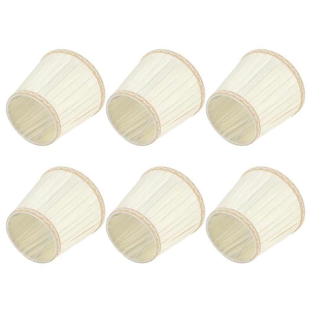 6PCS Beige Color Lamp Cover Cloth Pleated Lamp Shades Decorative Small Lamp Shade  Wall Sconces
