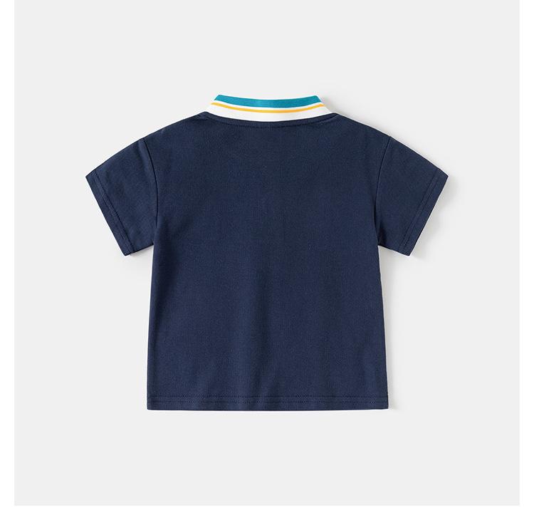 Cartoon Cotton Short Sleeve Polo Shirt for Toddler Boys - Summer Stand Collar T-Shirt