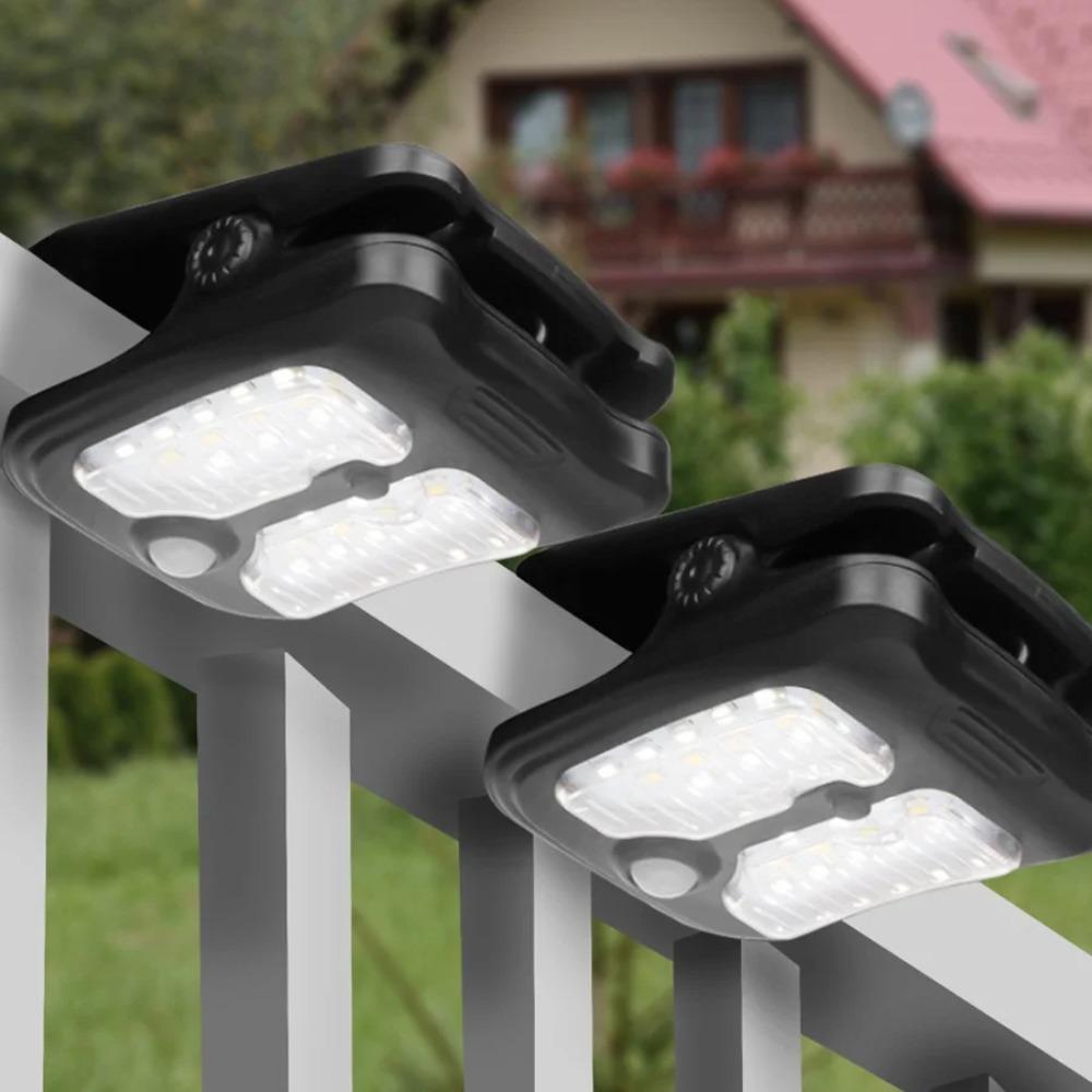 LED Solar Garden Outdoor Lights Clip Light Waterproof Motion Sensor Camping Lamp Rechargeable for Landscape Wall Decoration