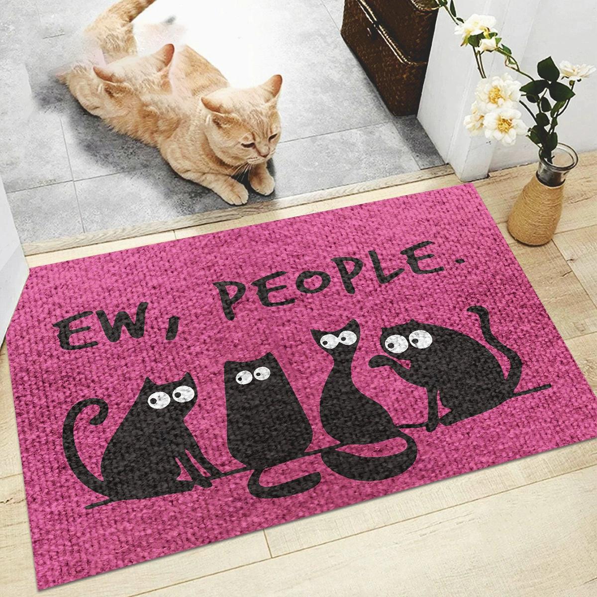 

Zerbino di Benvenuto con Gatti Neri Carini, Testo WOW PEOPLE e Design con Impronta di Zampa, Tappetino Antiscivolo per Interni ed Esterni per 40x60cm