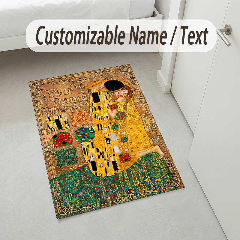 Kittens Theme Soft Crystal Velvet Rug Custom Name & Text Print Non Slip Floor Rug for Bedroom Living Room
