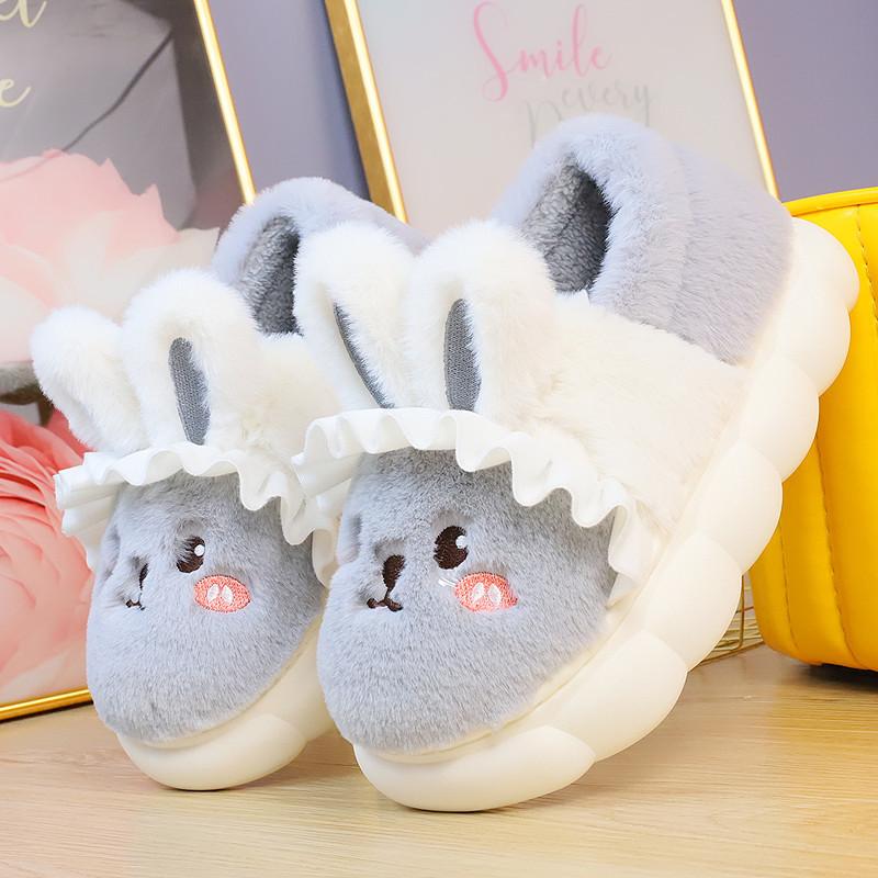 Fashion White Rabbit Hare Slippers Women's Cute Animal Platform Home Mules Shoes Girls Bedroom Plush Slides Slipper Ears Indoor Shoes