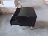 Black Nightstand with Wave Pattern and 2 Drawers, Bedroom Nightstand, Modern Nightstand with Metal Legs, 1 Piece