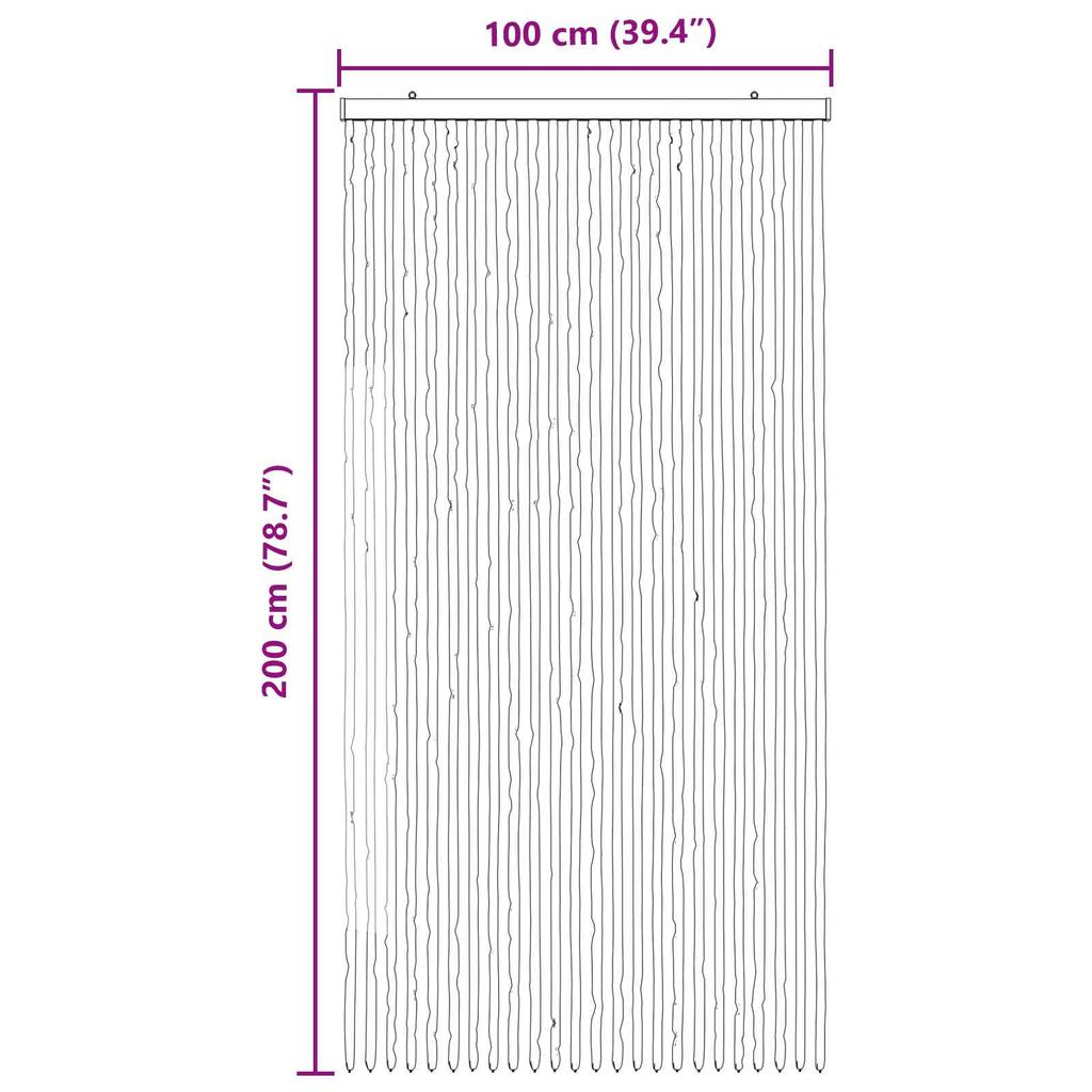 Insect Screen Door Curtain Chenille Light Grey and White 100 X 200 Cm