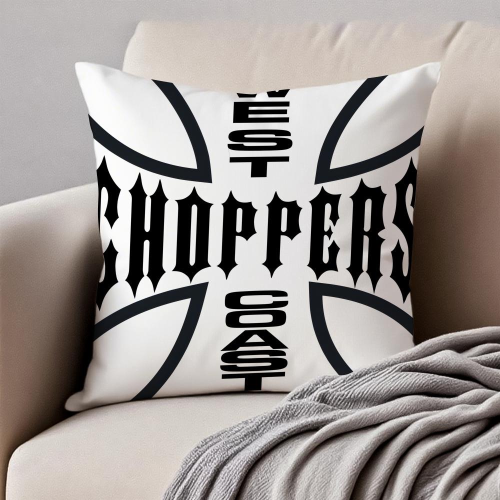 WWest Coast CChoppers Cushion Cover Pillowcase Antidustmite Invisible Zipper Short Plush Sofa Cushion