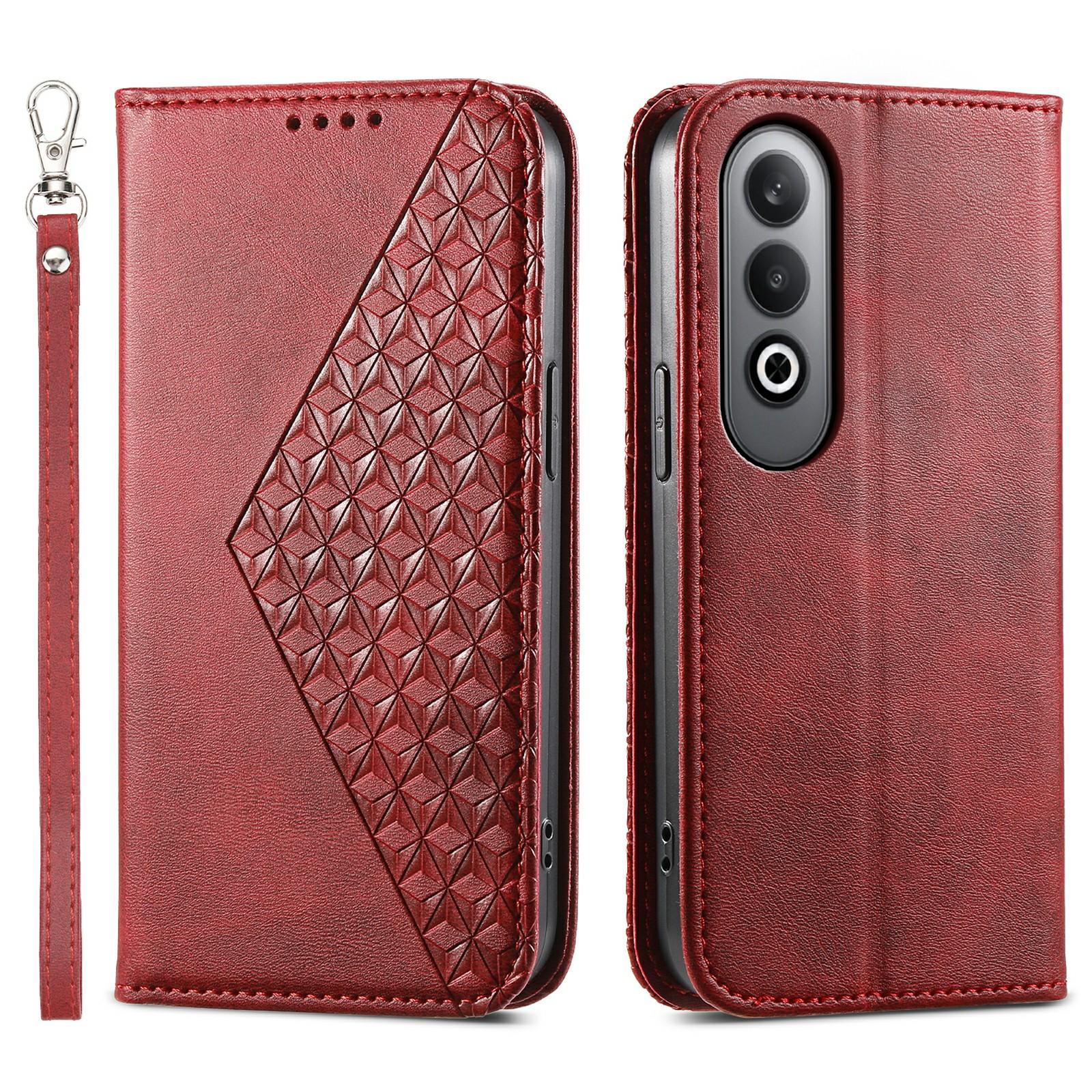 

For Oppo K12/OnePlus Nord CE4 5G Case Calf Texture PU Leather Phone Cover with Wallet Red