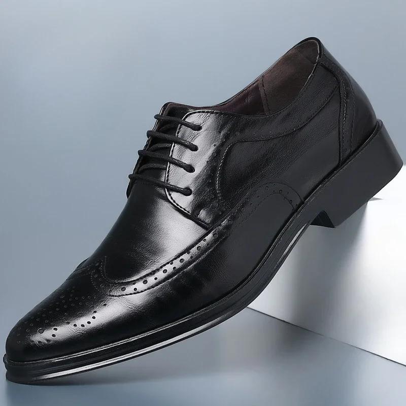 Handcrafted Men Oxford Shoes Business Dress Shoes New Classic Leather Shoes Party Wedding Shoe Lace-up Formal Shoe 38