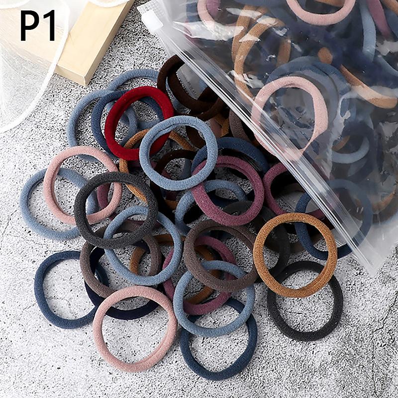 Conjunto de 50 faixas de cabelo básicas para mulheres e meninas, 4 cm, cores sólidas, simples, elásticas, laços de cabelo, acessórios para cabelo, prendedor de rabo de cavalo