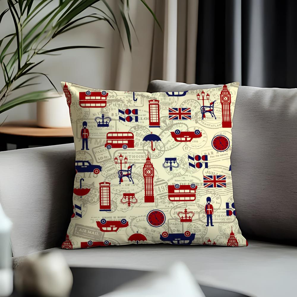 Fashion EEengland Love Printed Cushion Cover Antidustmite Pillowcase Invisible Zipper Silky Short Plush Sofa Cushion Cover