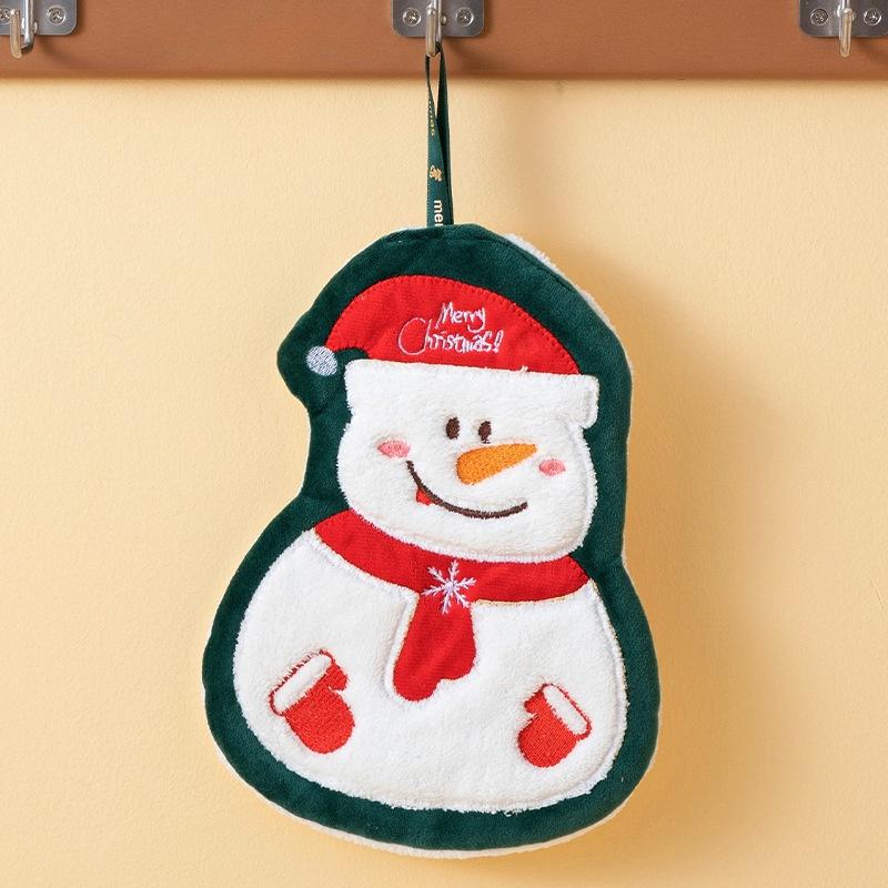 Coral Velvet Christmas Santa Claus Hand Towels Kitchen Absorbent Quick Drying Rag Cartoon Hand Towel