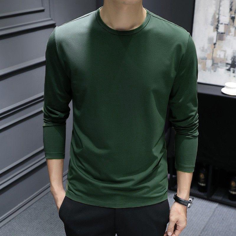 Men S Long Sleeve T Shirt Slim Fit Solid Color Casual Basic Top