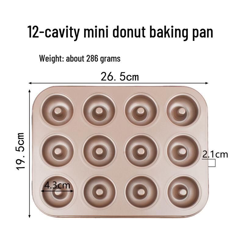 ZISIZ 12-Cavity Mini Donut Baking Pan Set