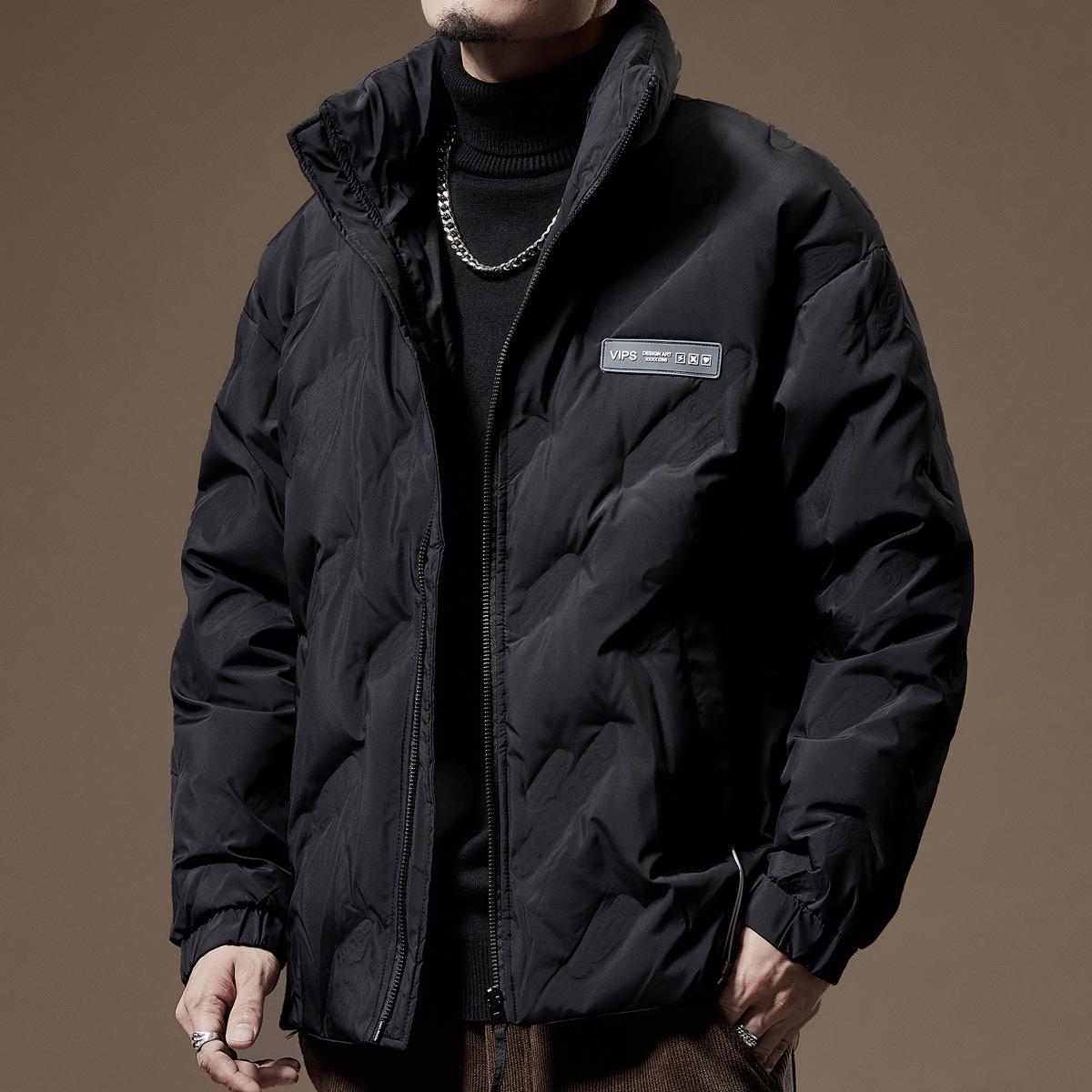 

Men s Trendy Black Winter Puffer Jacket - Thick, Warm, and Stylish Short Down Coat M for 110-130 jin чорний