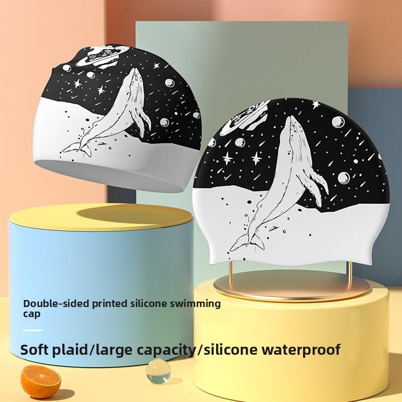 Silicone Swimming Cap Women's Long Hair Waterproof Non-head Professional Swimming Cap Fashion Adult