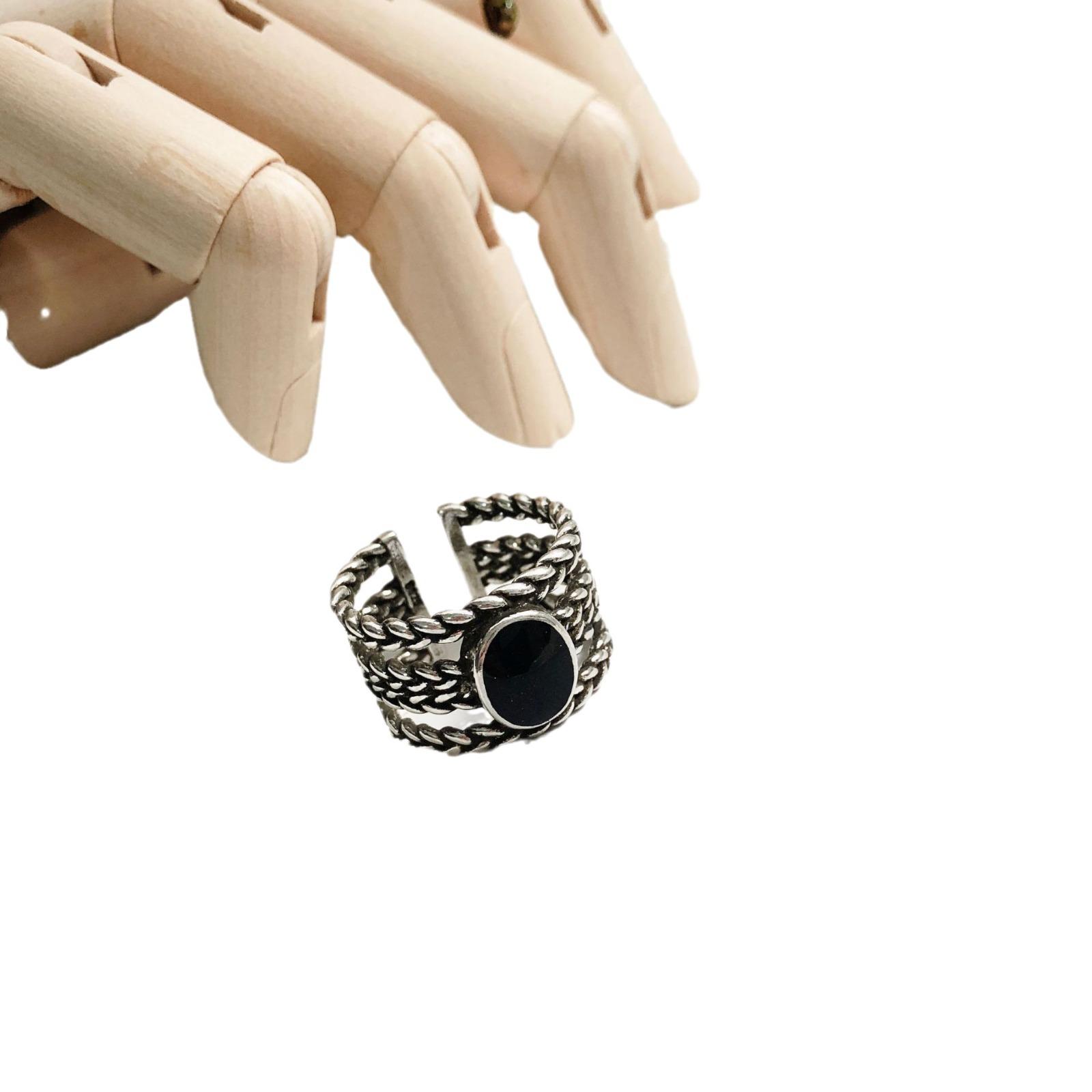 

Персонализированное серебряное кольцо 925 пробы, винтажное тайское серебряное многослойное кольцо с каплей масла, ювелирные изделия, женские украшения adjustable