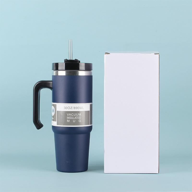 30oz Tumbler With Handle And Straw Lid Stainless Steel Insulated Tumblers Travel Coffee Mug For Hot And Cold Beverages