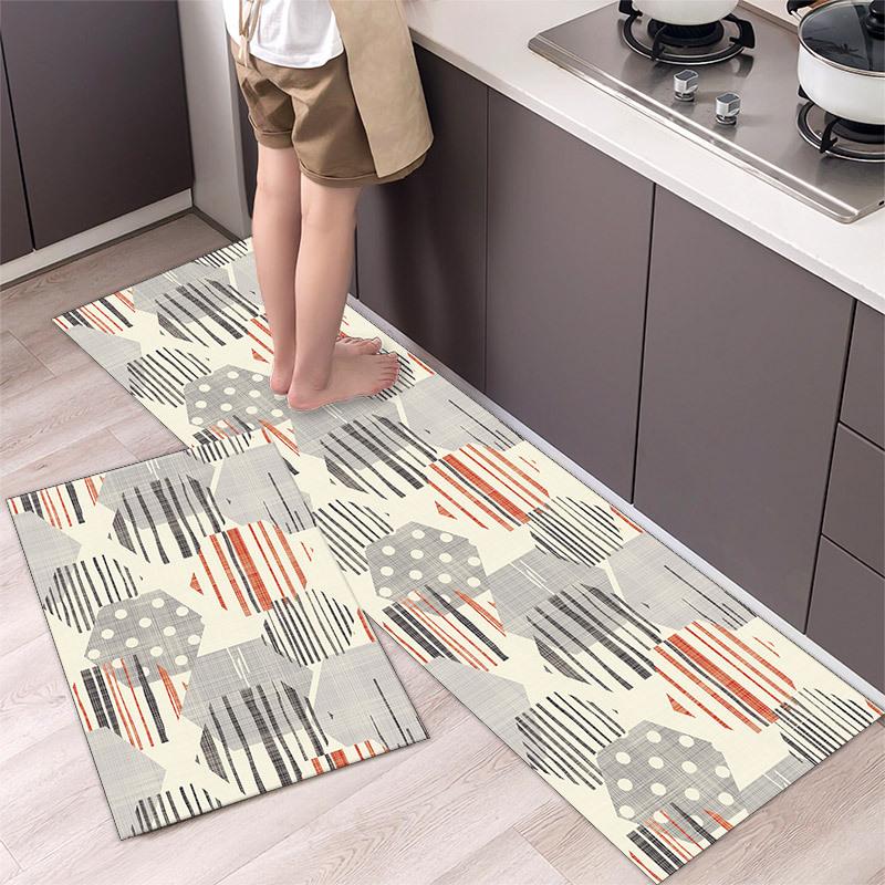 Luxury Grey Gold Marble Kitchen Mat Soft Thickened Kitchen Floor Mat Waterproof Non-slip Oil-proof Floor Mat Runner Rug