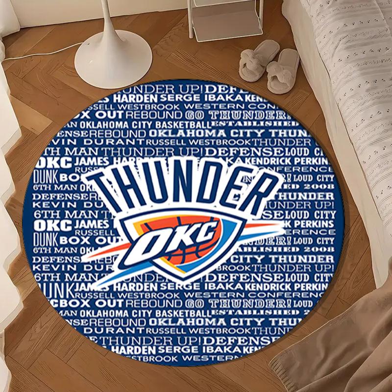 Thunder Basketball Team Round Mat, Anti-slip Circle Carpet Chair Rug For livingroom,Bedroom, Doormat Home Decor Gift Christmas Gifts