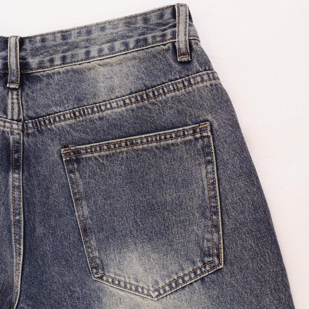 Trendige Vintage Herren-Jeansshorts, Oversize Street Style 3D-Aufnäher-Stickerei Knielange Shorts