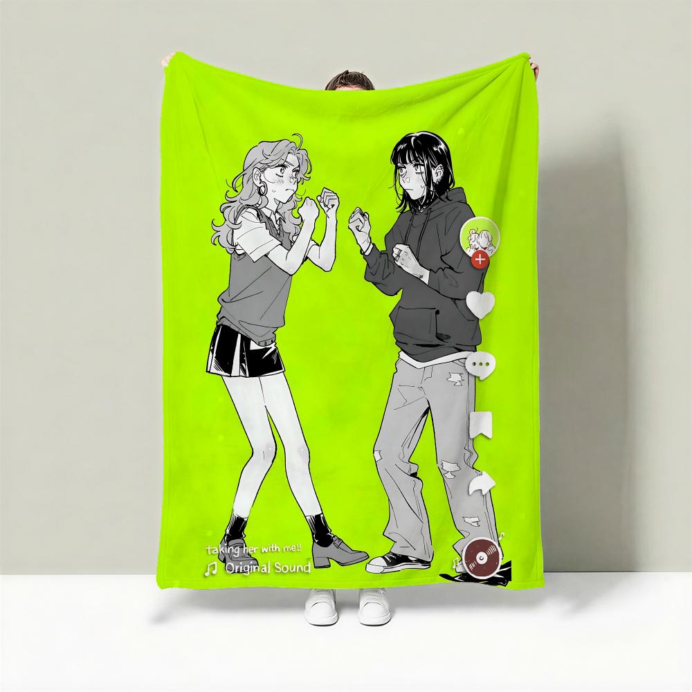 

Character A-Aya Oosawa & Mitsuki Koga Throw Lightweight 240g Flannel Blanket Soft Skin-friendly for Summer Cooling 75cmx90cm