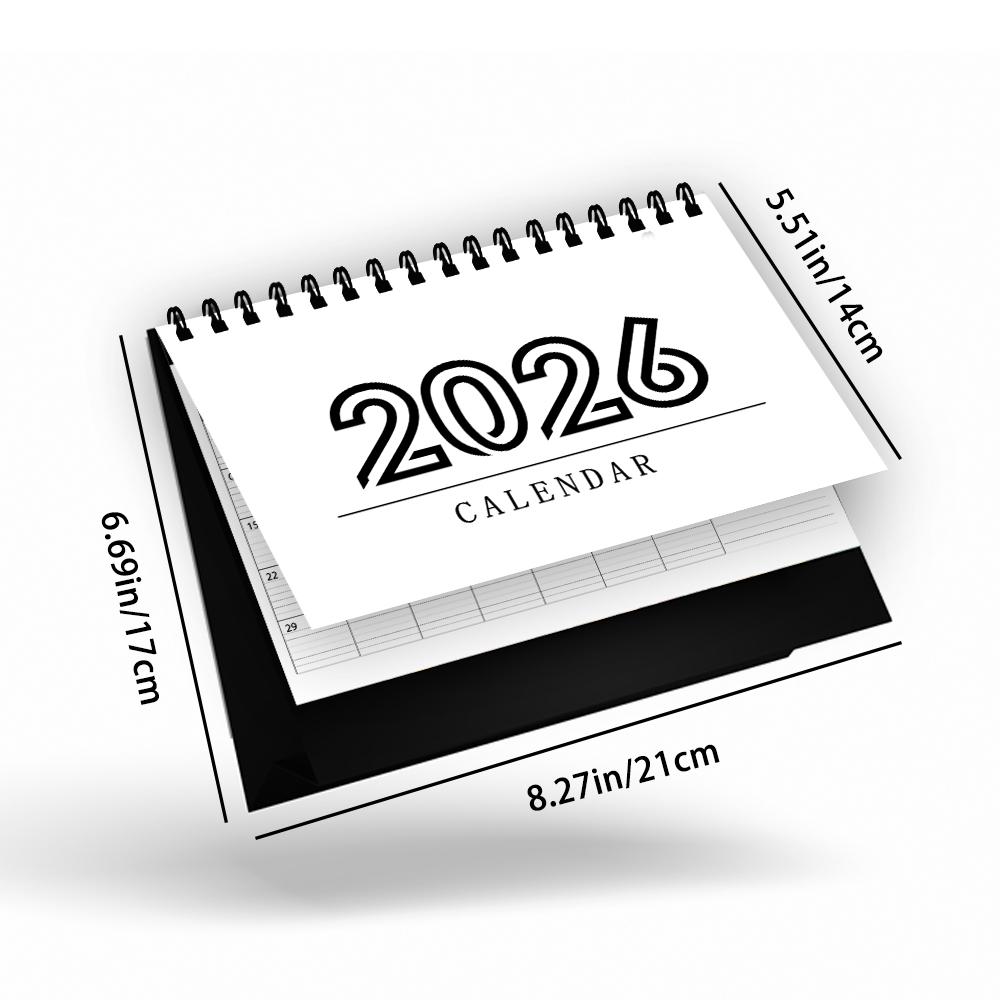 

1 шт. Календарь на 2026 год, Минималистичный черно-белый, 12 месяцев, месячный график, настольный календарь, идеальный подарок на дни рождения и Рождество чёрный