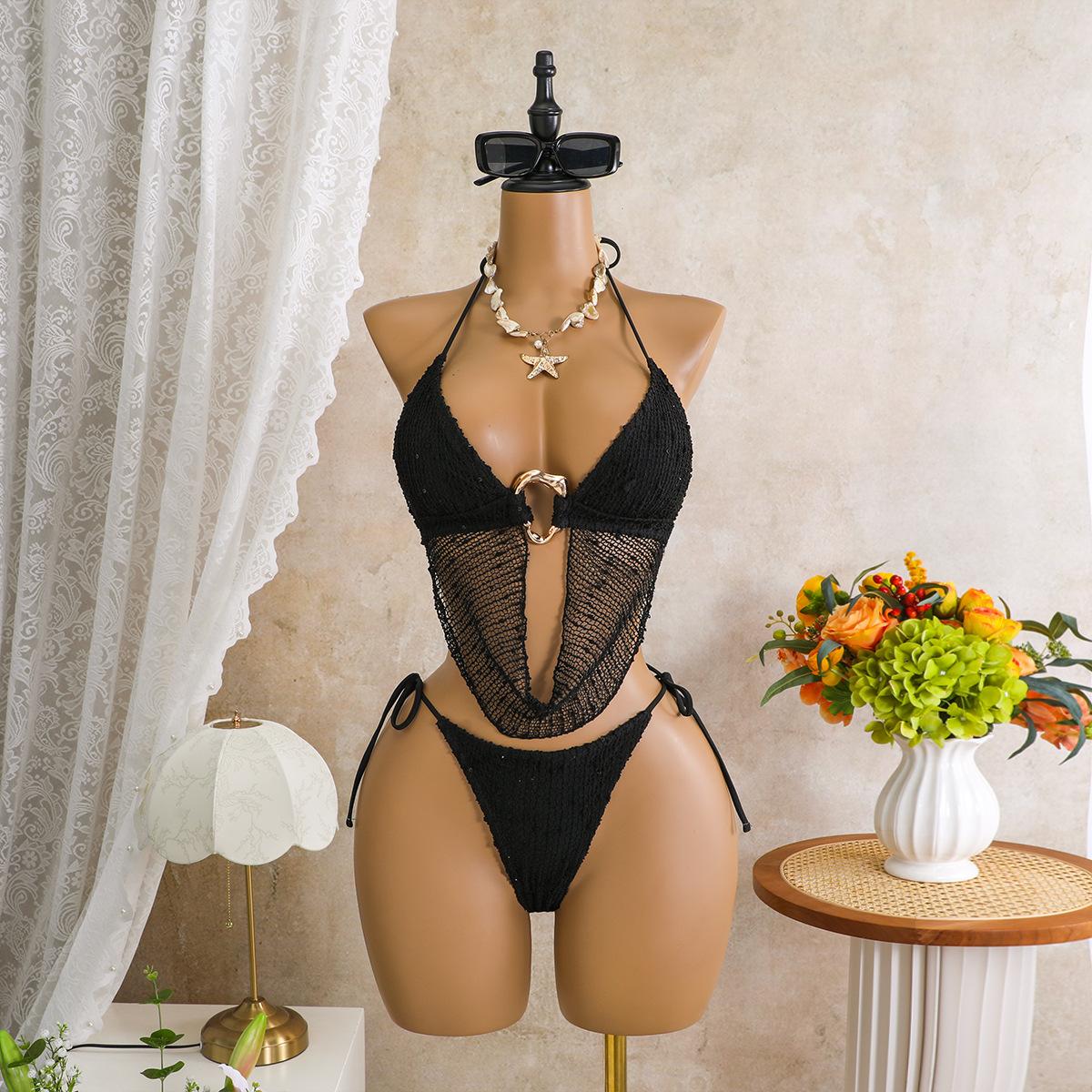 

2026 Sexy European and American New Special Bright Net Split Swimsuit Swimsuit Women s Bikini L