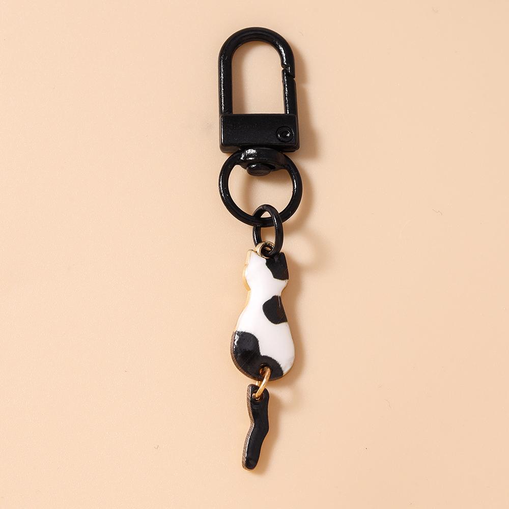 Lovely Enamel Cat Keychain Women Girls Animal Key Ring Pendant for Handbag Decor DIY Key Chain Jewelry Gift