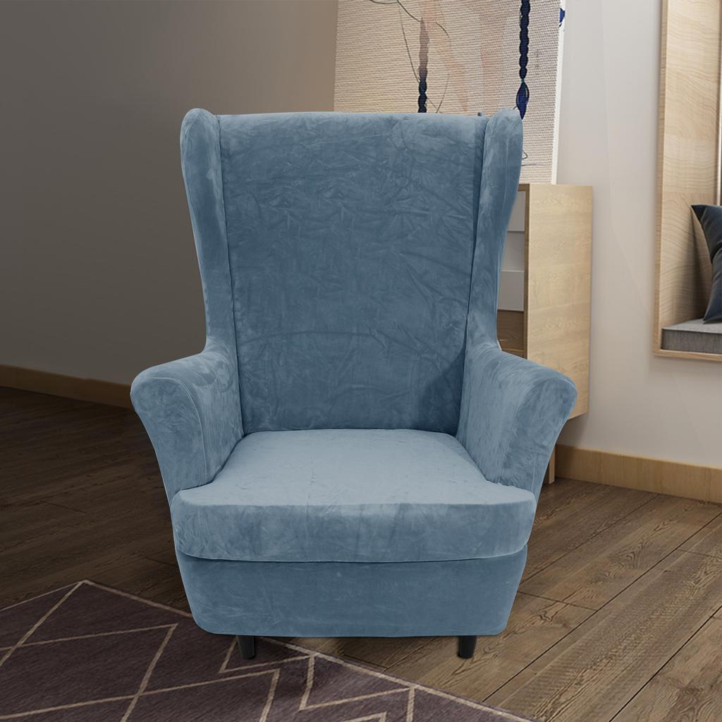 Capas para cadeiras Wingback, capas grossas de veludo coral para cadeiras Wingback, capa para sofá Wingback, capa para poltrona, protetor de móveis para sala de estar, mantenha-se aquecido