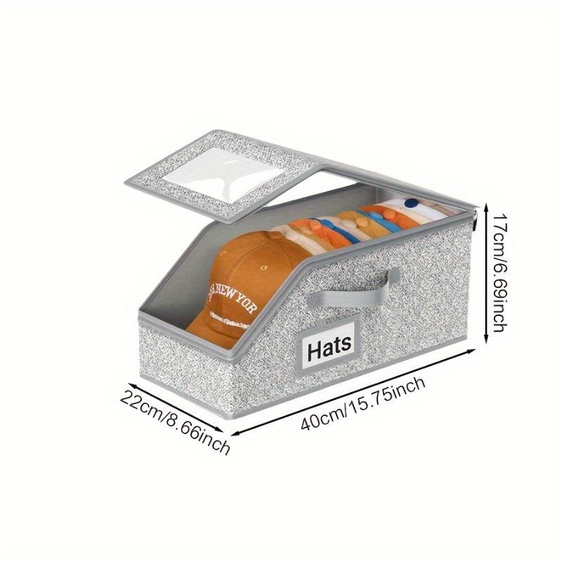 Hat storage box zipper box hat dust-proof storage box large capacity stackable baseball cap storage box