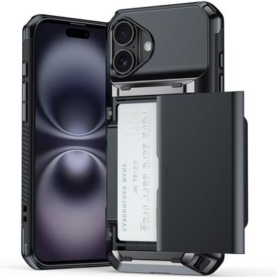 Anwendbar auf iPhone 16 Karten-Handyhülle 15Plus Set Bier-Schiebeabdeckung Kartenfach Multifunktionales Apple 14/13 Hart-Set