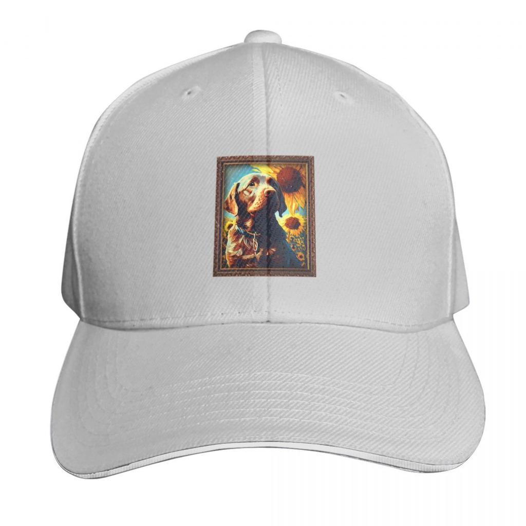Chocolate Labrador Sunflower Painting Adorable Dog Baseball Cap Unisex Women Casual Summer Sport Sun Cap